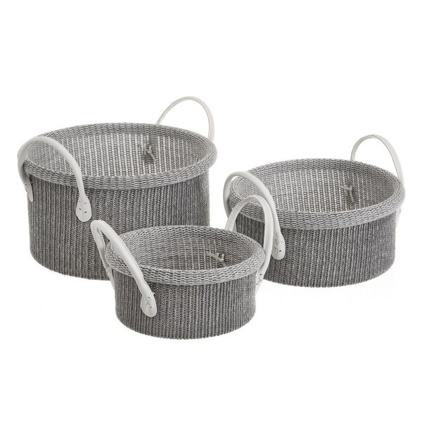 Cesta Multiusos Branco Cinzento Poliéster (3 Unidades)